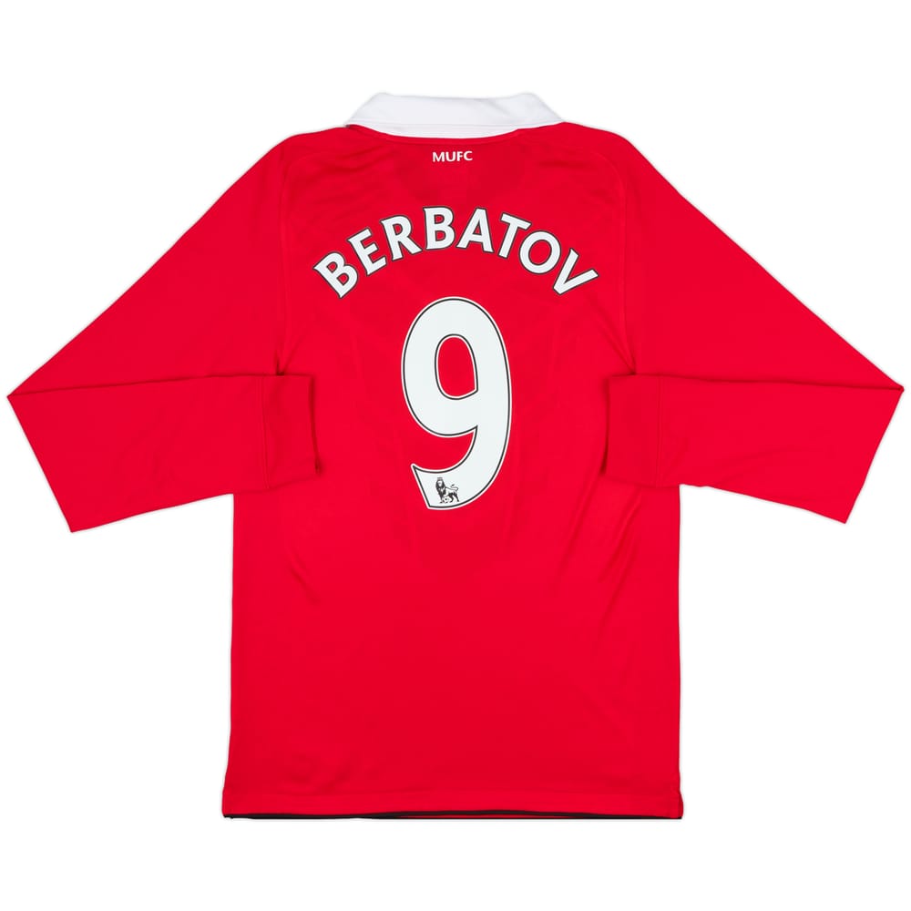 2010-11 Manchester United Home L/S Shirt Berbatov #9 - 9/10 - (S)
