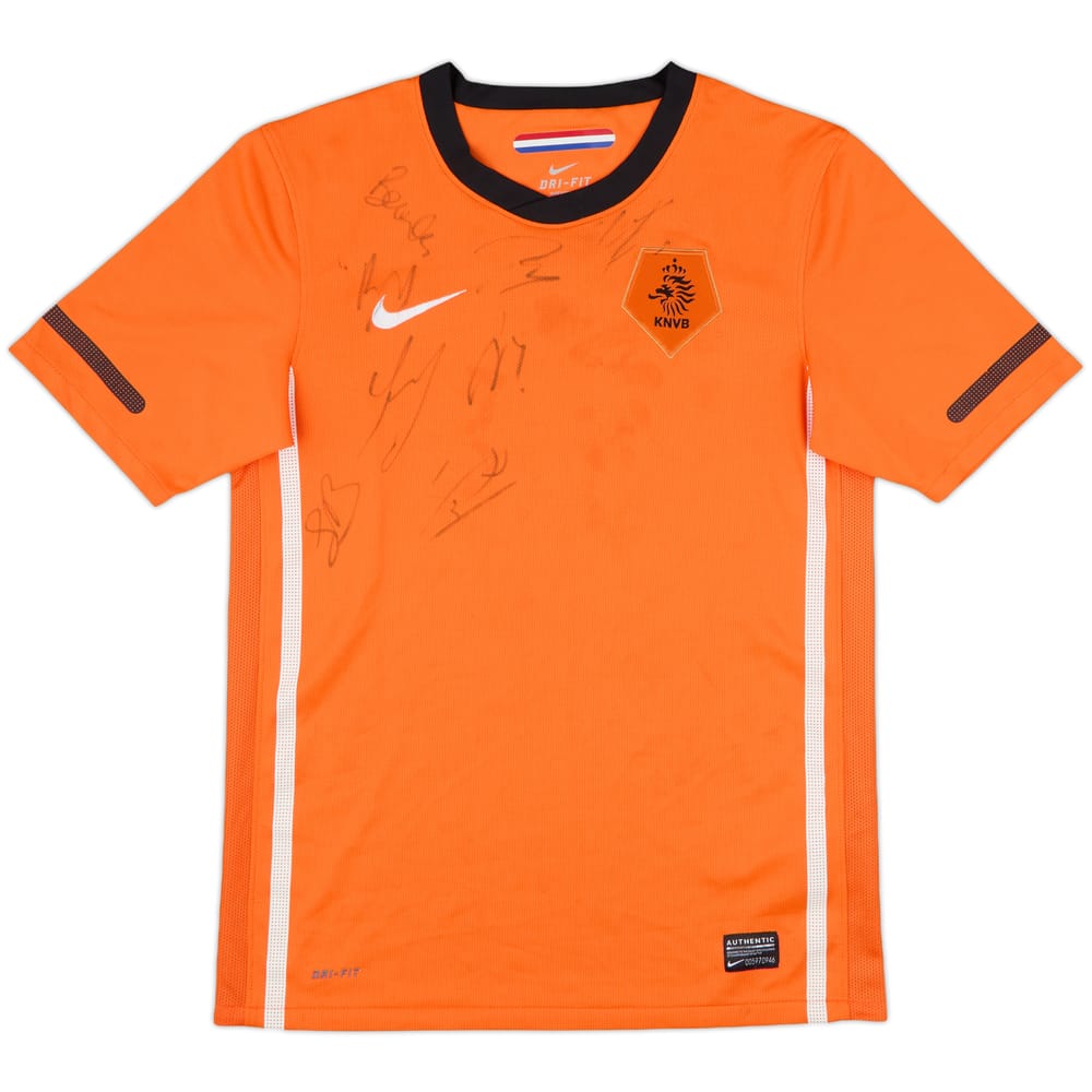 2010-11 Netherlands Signed Home Shirt - 6/10 - (L.Boys)