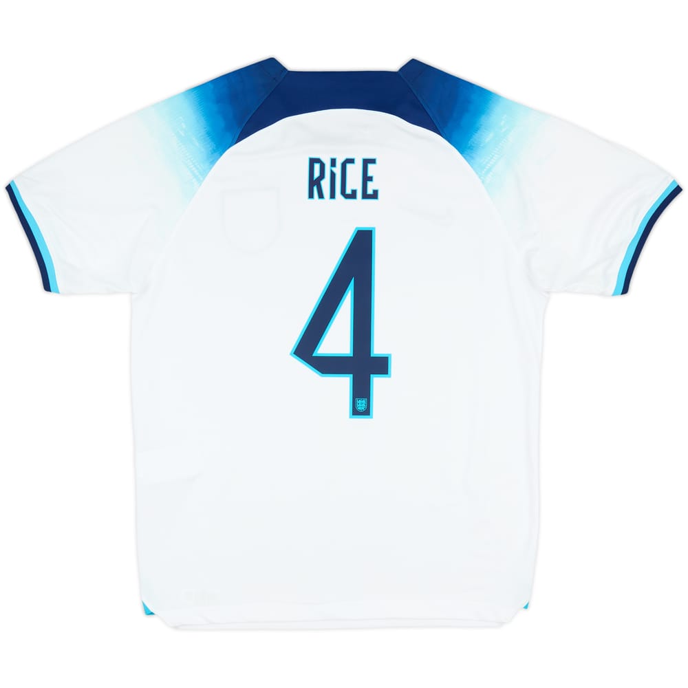 2022-23 England Home Shirt Rice #4 - 8/10 - (XL)