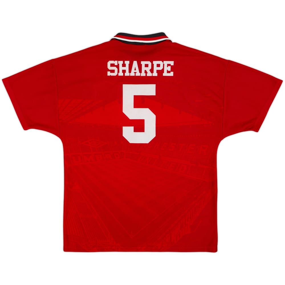 1994-96 Manchester United Home Shirt Sharpe #5 - 7/10 - (M)