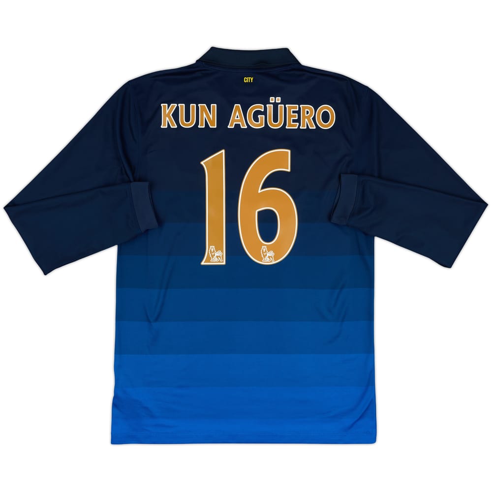 2014-15 Manchester City Away L/S Shirt Kun Aguero #16 - 8/10 - (M)