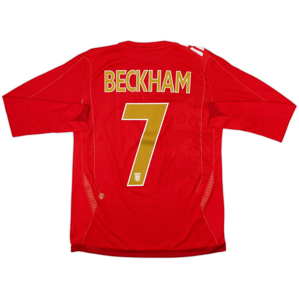 2006-08 England Away L/S Shirt Beckham #7 - 7/10 - (XL.Boys)