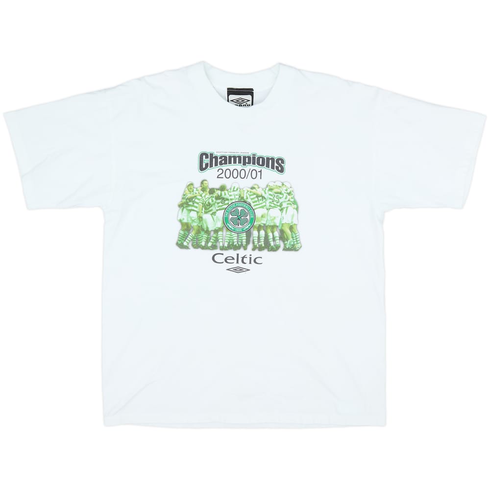 2000-01 Celtic 'Champions' Graphic Tee - 9/10 - (L)