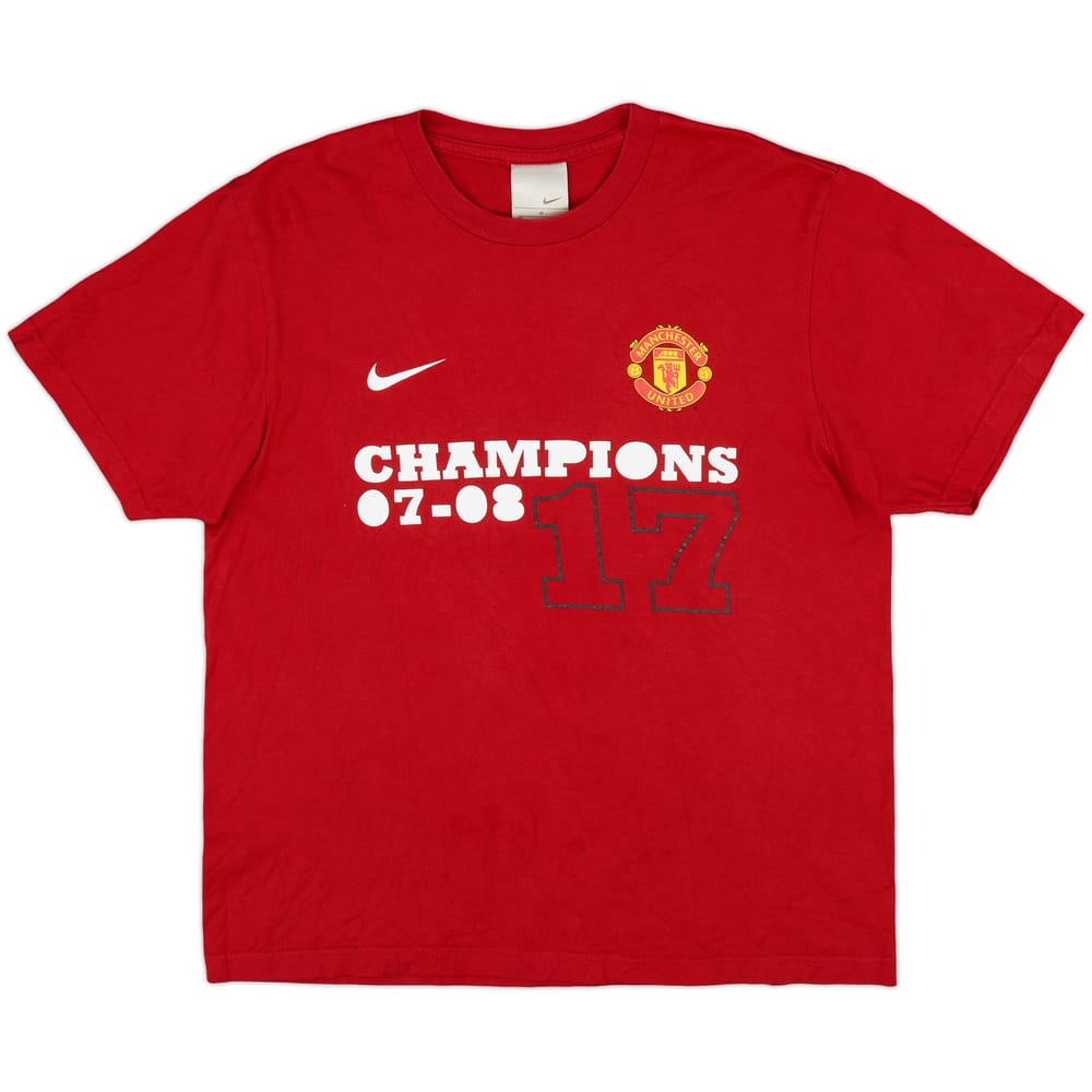 2007-08 Manchester United 'Champions' Nike Graphic Tee - 8/10 - (M)