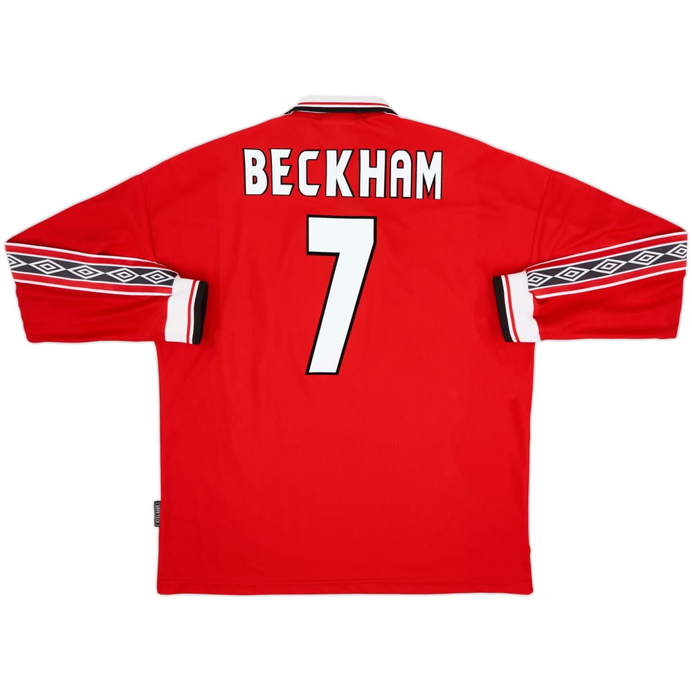 1998-00 Manchester United Home L/S Shirt Beckham #7 - 8/10 - (XL)