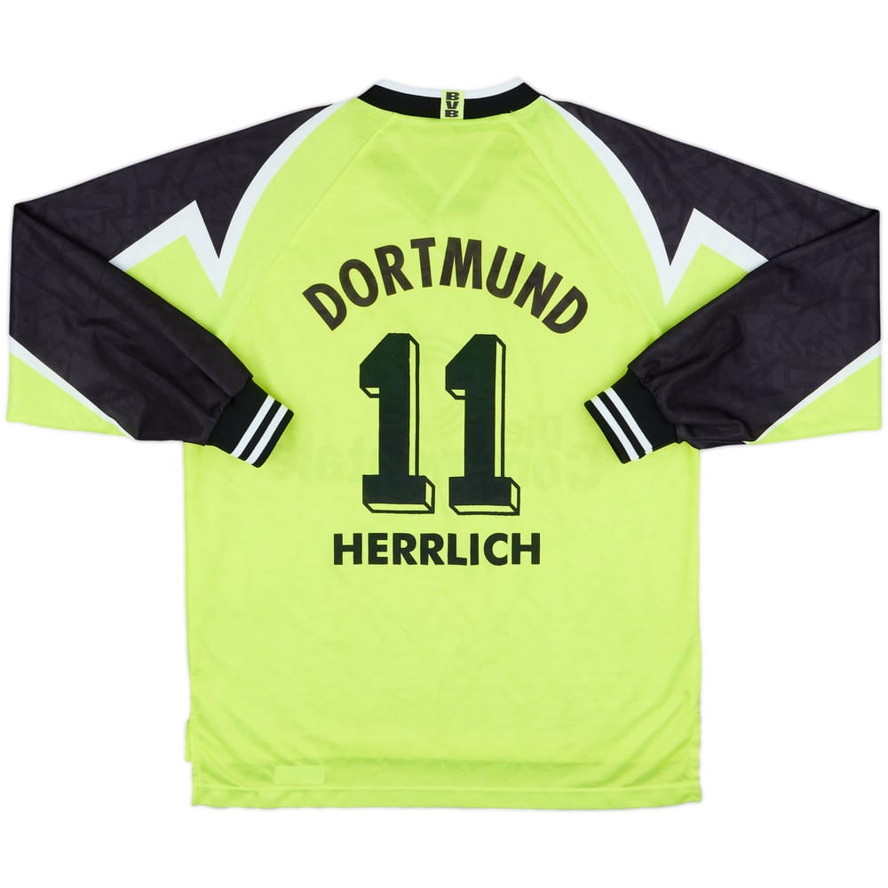 1995-96 Borussia Dortmund Home L/S Shirt Herrlich #11 - 8/10 - (L)