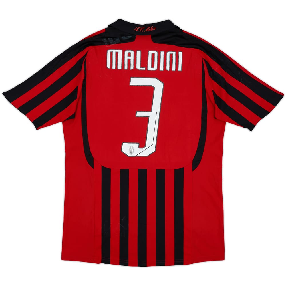 2007-08 AC Milan Home Shirt Maldini #3 - 6/10 - (M)