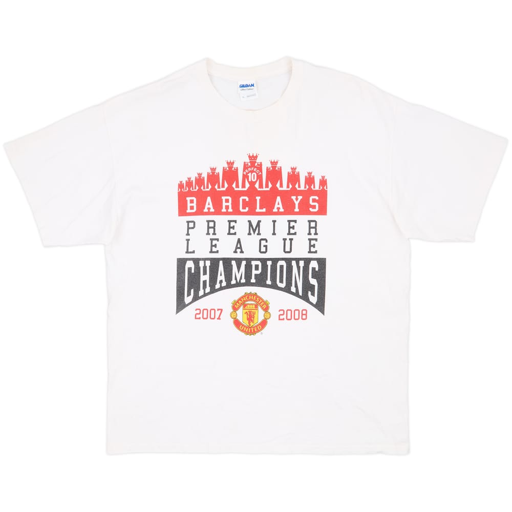 2007-08 Manchester United 'Champions' Graphic Tee - 7/10 - (XL)