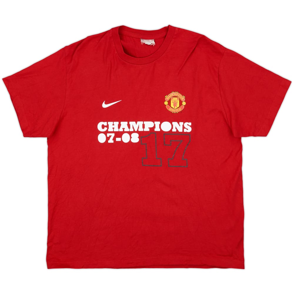 2007-08 Manchester United Nike 'Champions' Cotton Tee - 8/10 - (XL)