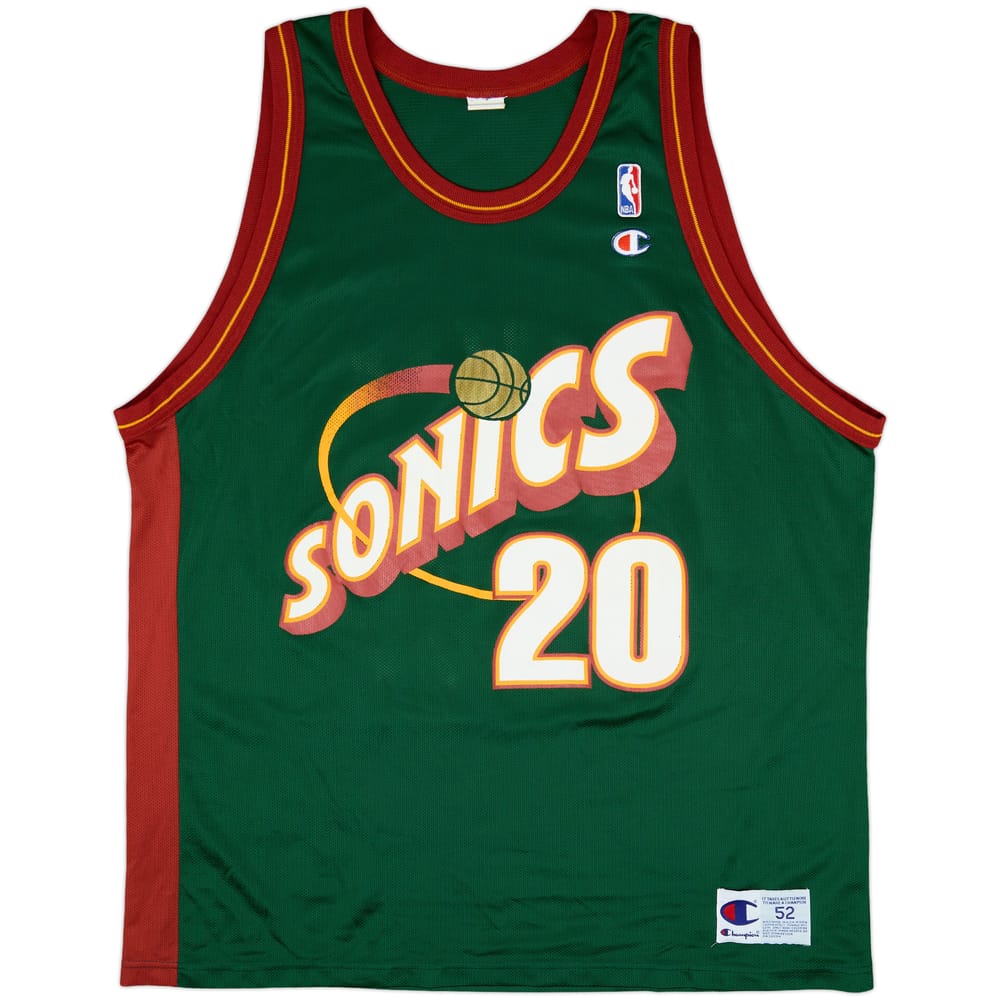 1995-01 Seattle SuperSonics Payton #20 Champion Away Jersey - 8/10 - (XXL)