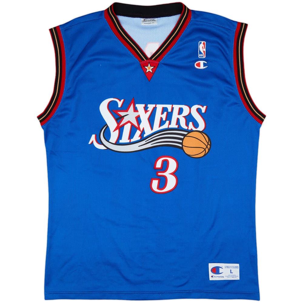 1999-00 Philadelphia 76ers Iverson #3 Champion Alternate Jersey - 9/10 - (L)