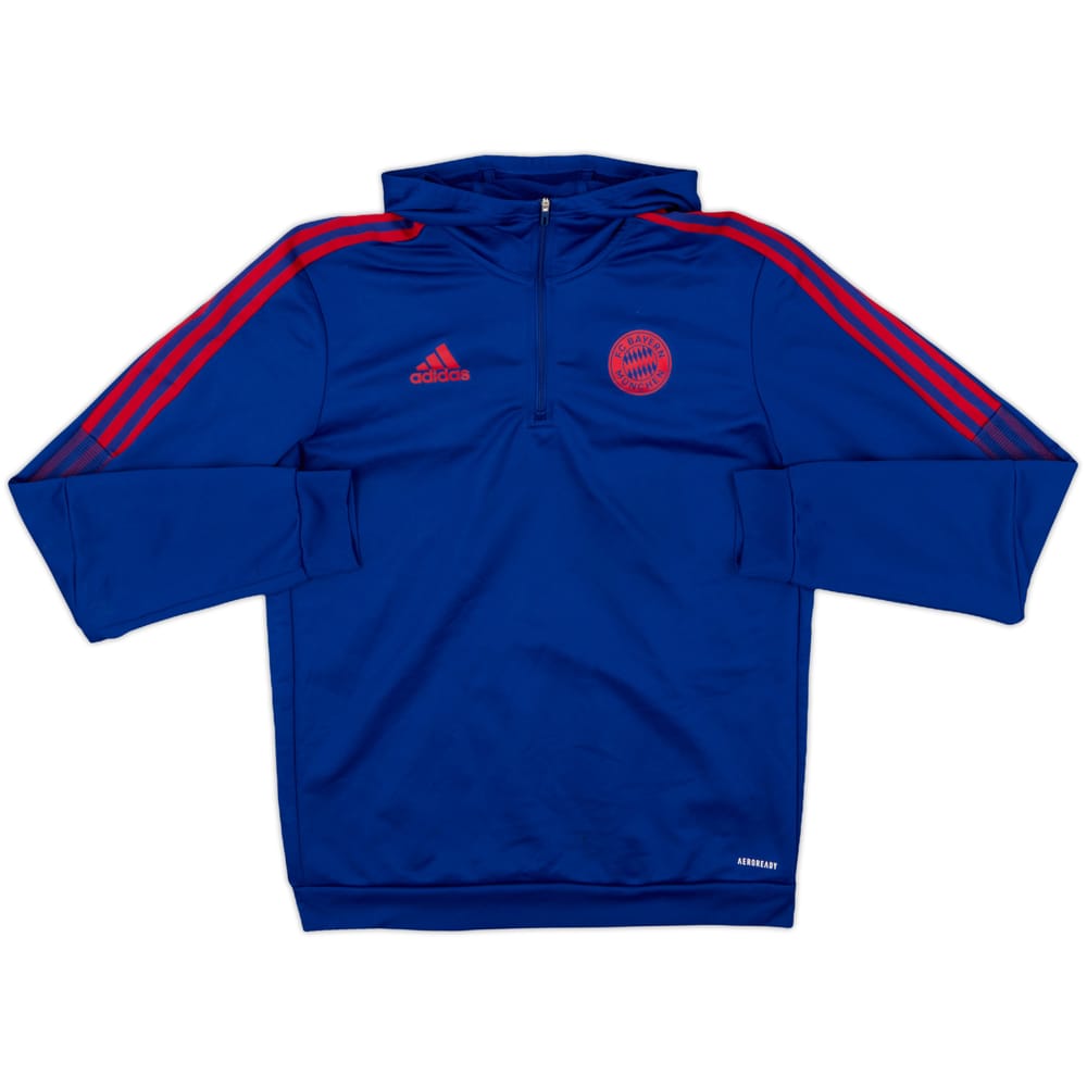 2021-22 Bayern Munich adidas 1/4 Zip Hooded Sweat Top - 8/10 - (M)