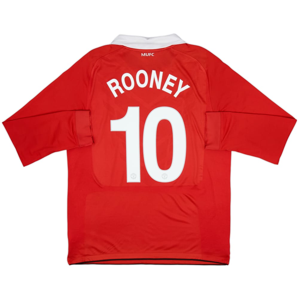 2010-11 Manchester United Home L/S Shirt Rooney #10 - 7/10 - (L)