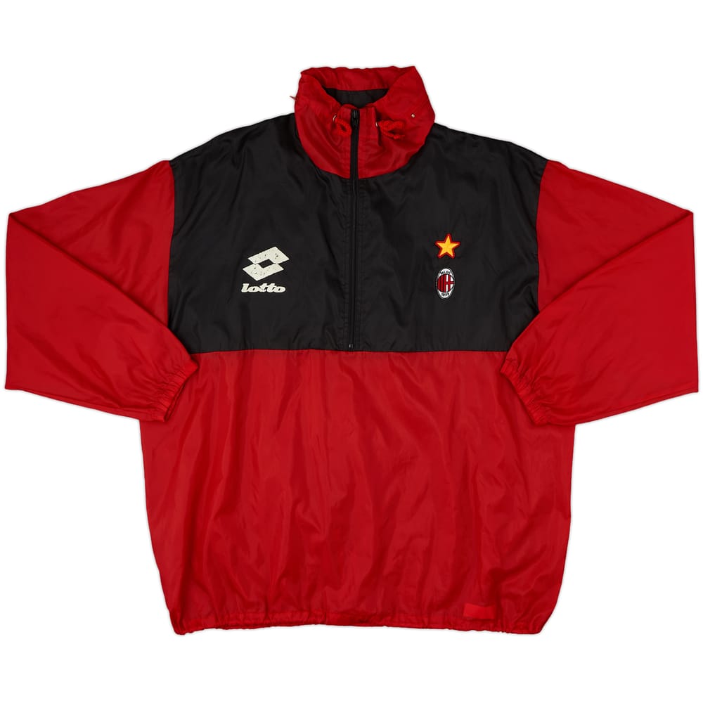 1994-95 AC Milan Lotto 1/2 Zip Hooded Windbreaker - 5/10 - (L)