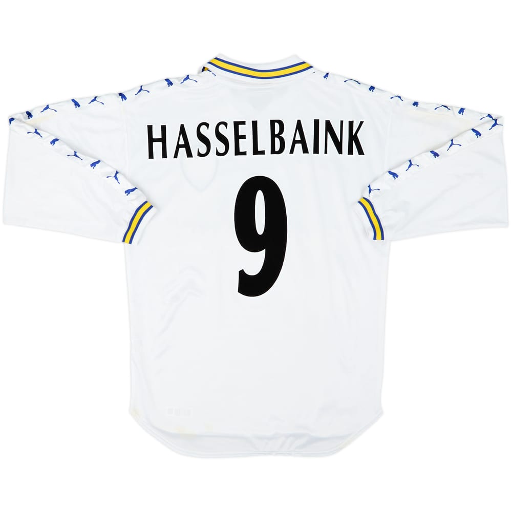 1998-00 Leeds United Home L/S Shirt Hasselbaink #9 - 5/10 - (M)