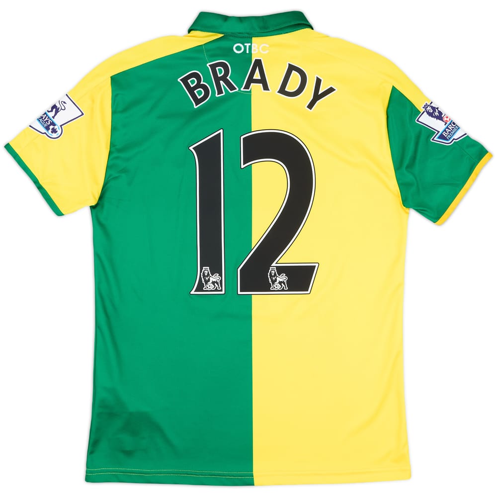 2015-16 Norwich Match Issue Home Shirt Brady #12