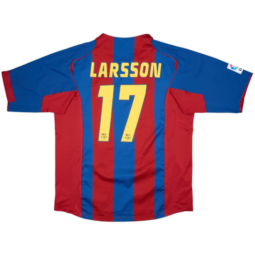 2004-05 Barcelona Home Shirt Larsson #17 - 7/10 - (XL)