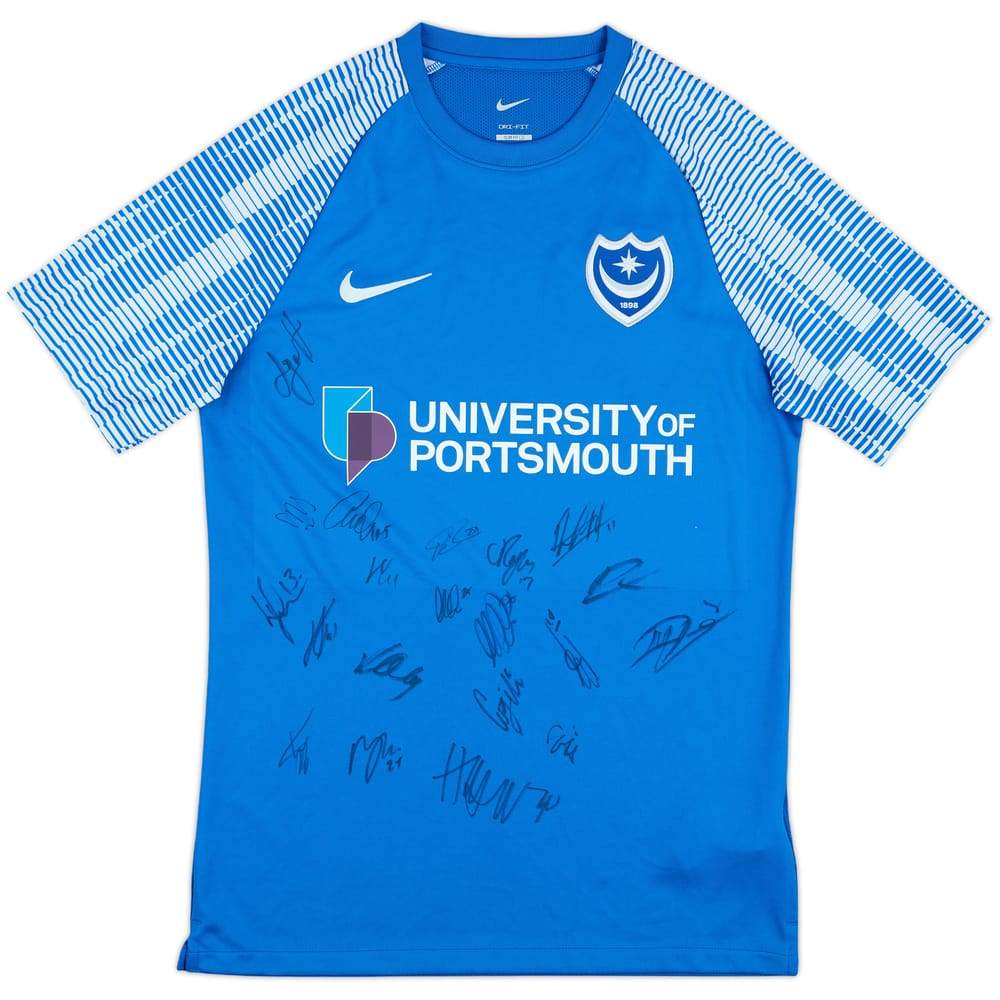 2022-23 Portsmouth Squad Signed Home Shirt - 8/10 - (M)