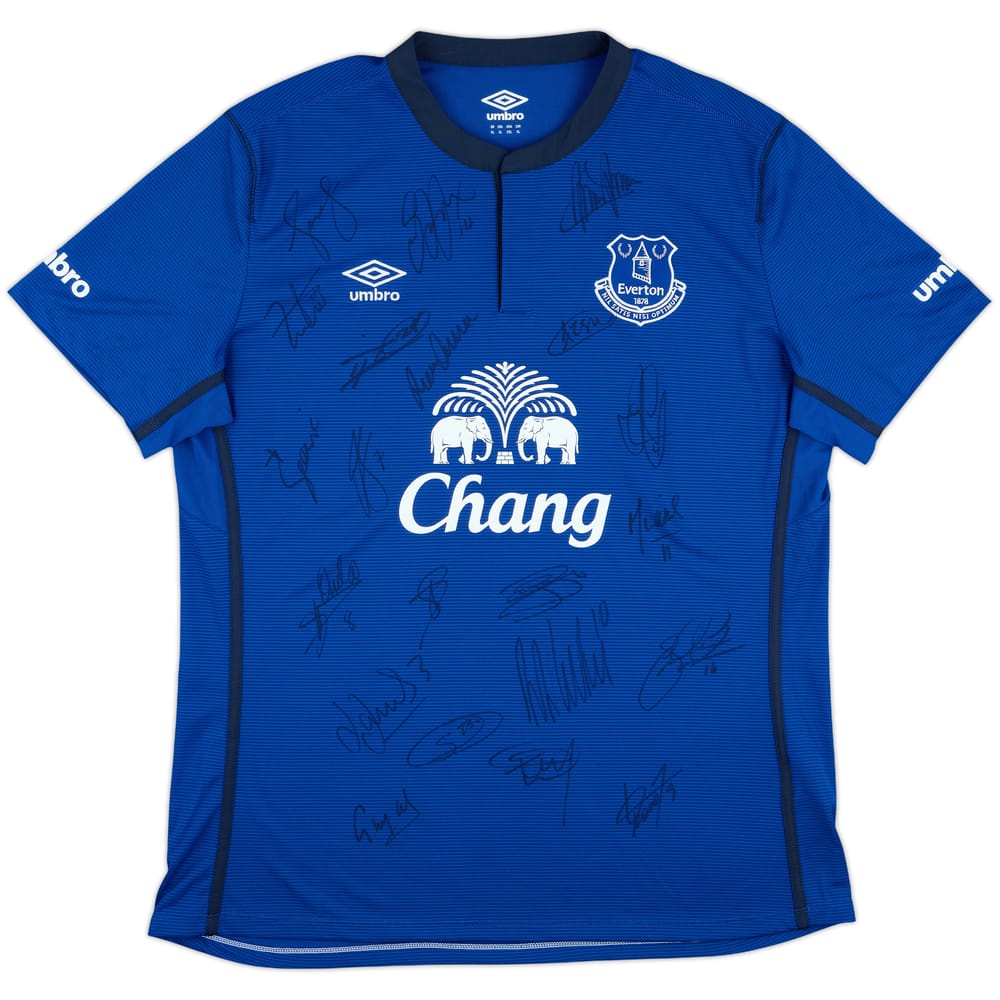 2014-15 Everton Squad Signed Home Shirt - 8/10 - (XL)