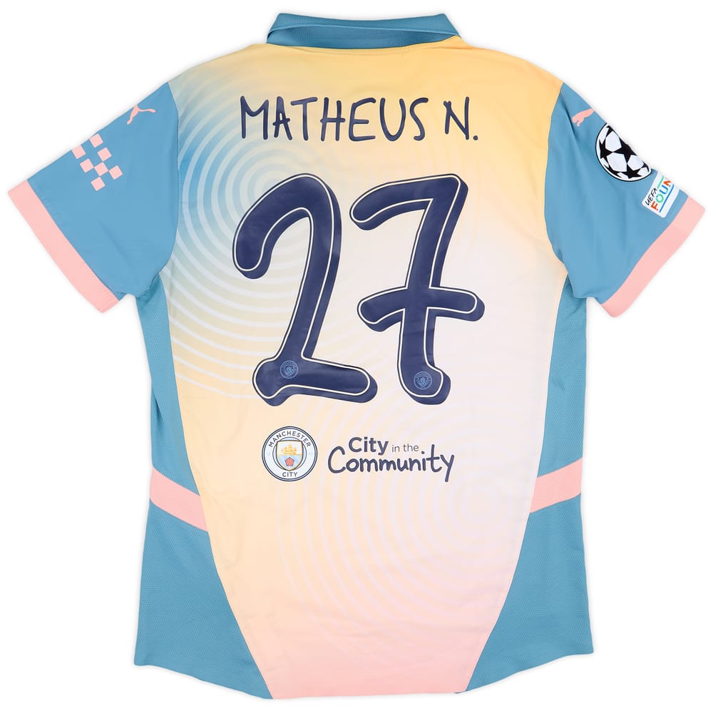 2024-25 Manchester City Match Issue Champions League Fourth Shirt Matheus N. #27