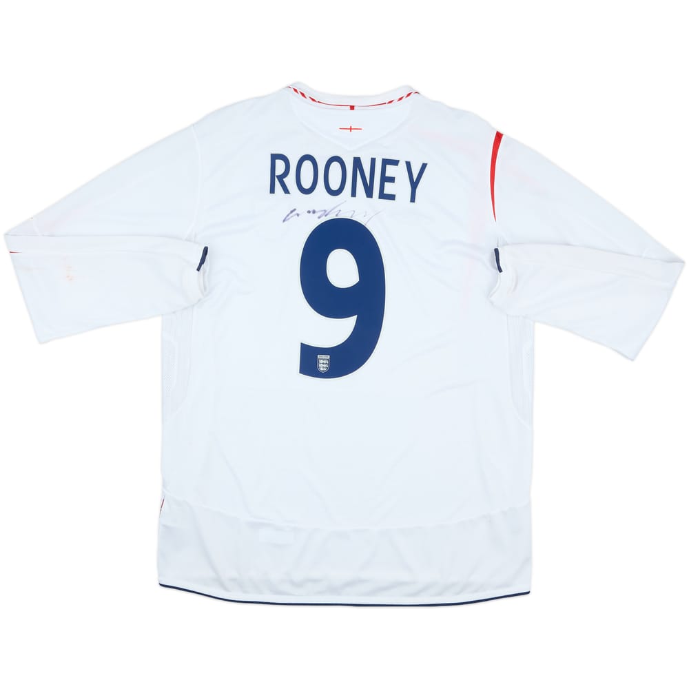 2005-07 England Signed Home L/S Shirt Rooney #9