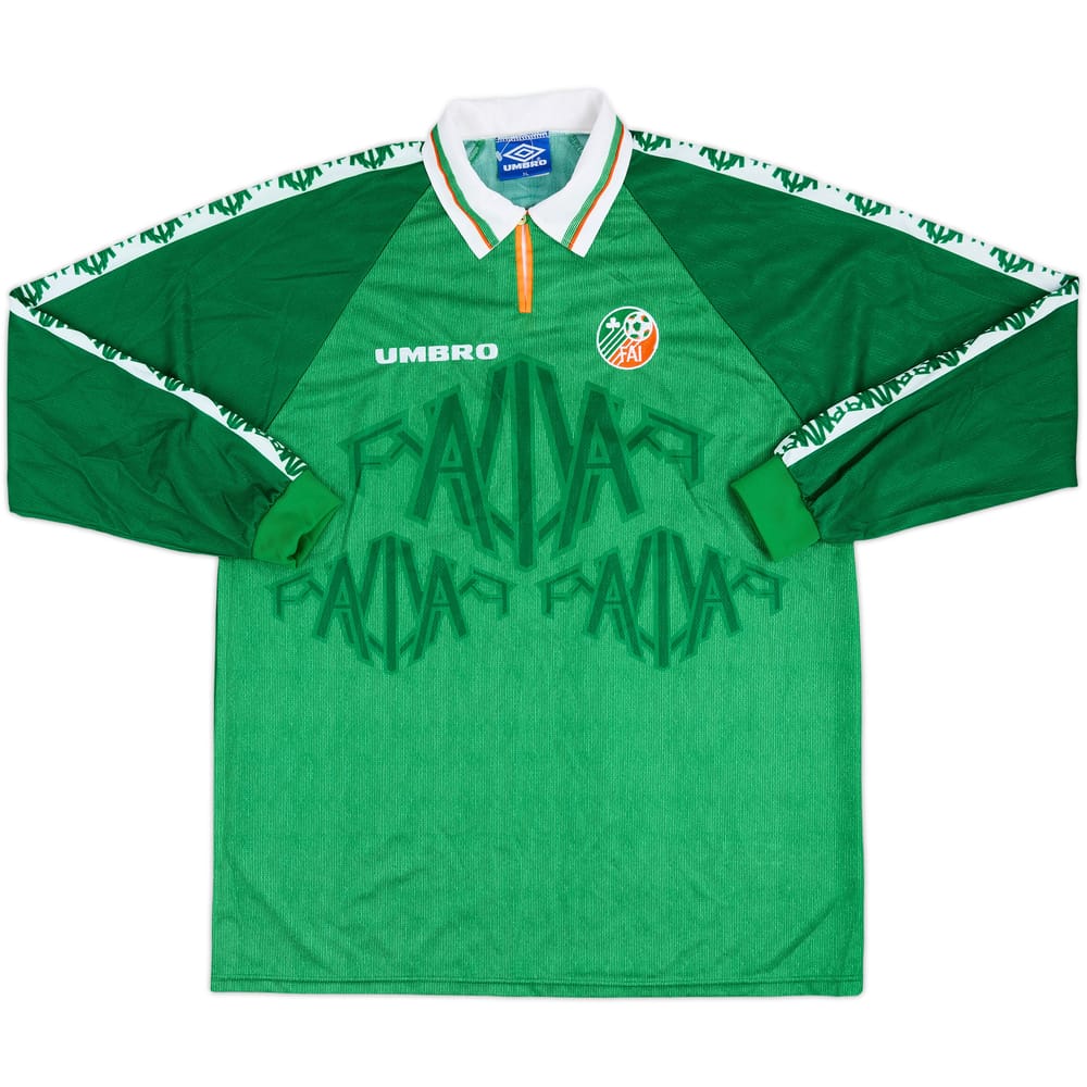 1996 Ireland Match Issue Home L/S Shirt #18