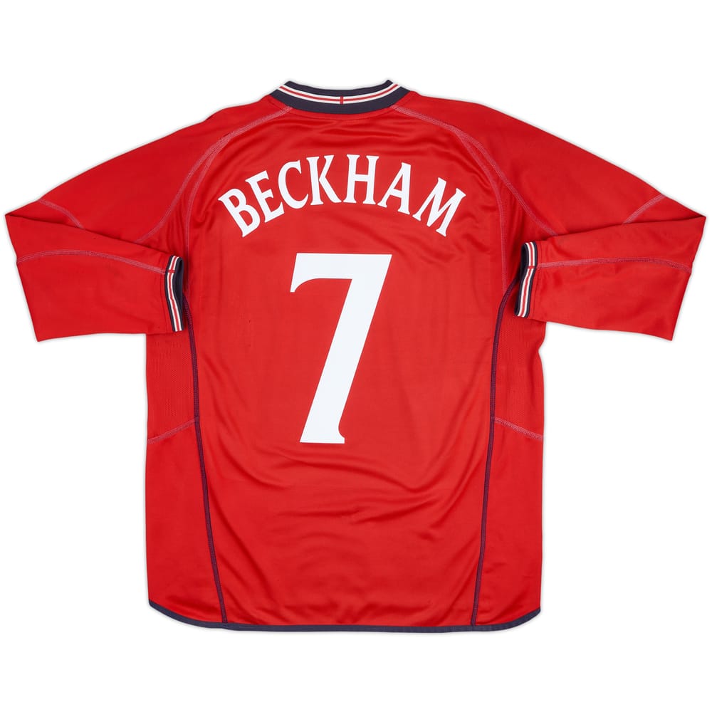 2002-04 England Away L/S Shirt Beckham #7 - 5/10 - (XL)