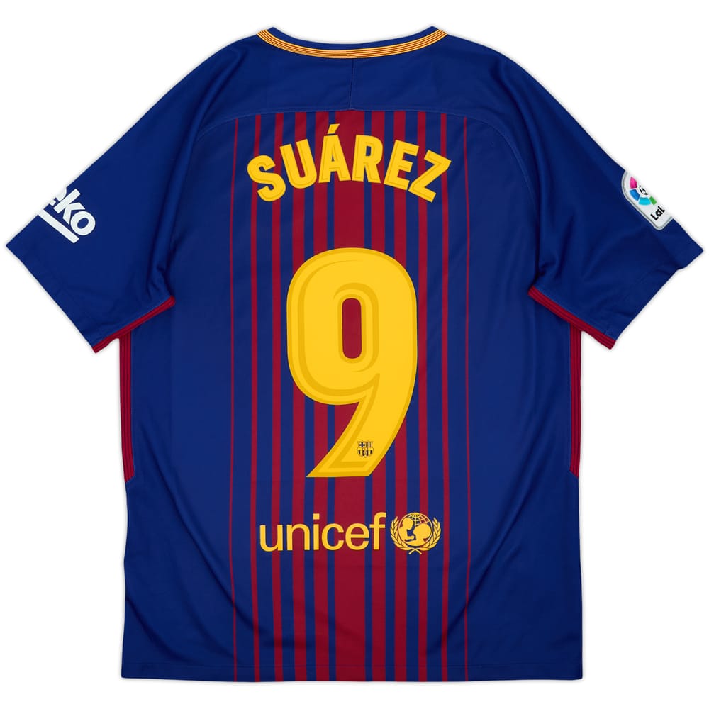 2017-18 Barcelona Home Shirt Suarez #9 - 8/10 - (M)