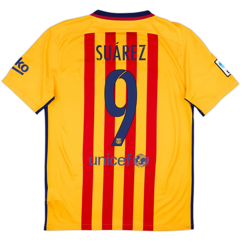 2015-16 Barcelona Away Shirt Suarez #9 - 9/10 - (L)