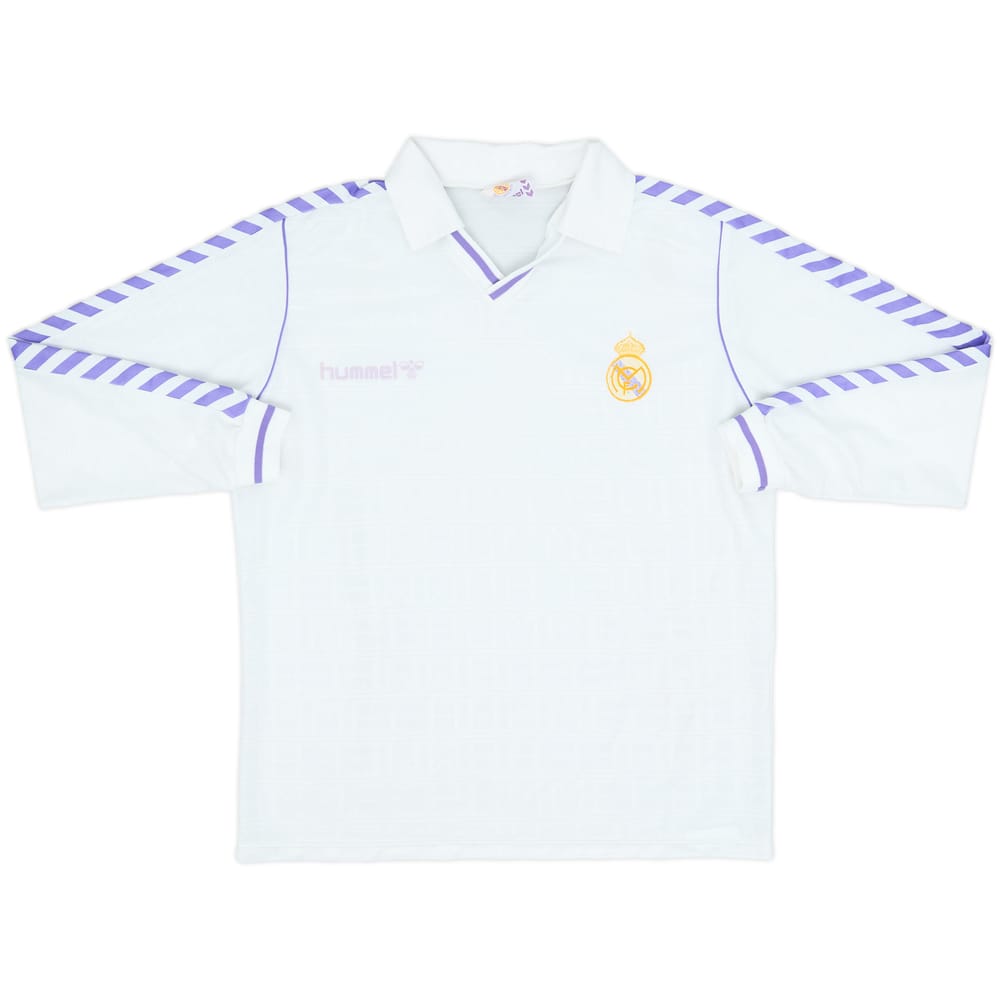 1986-88 Real Madrid Home L/S Shirt - 6/10 - (XL)