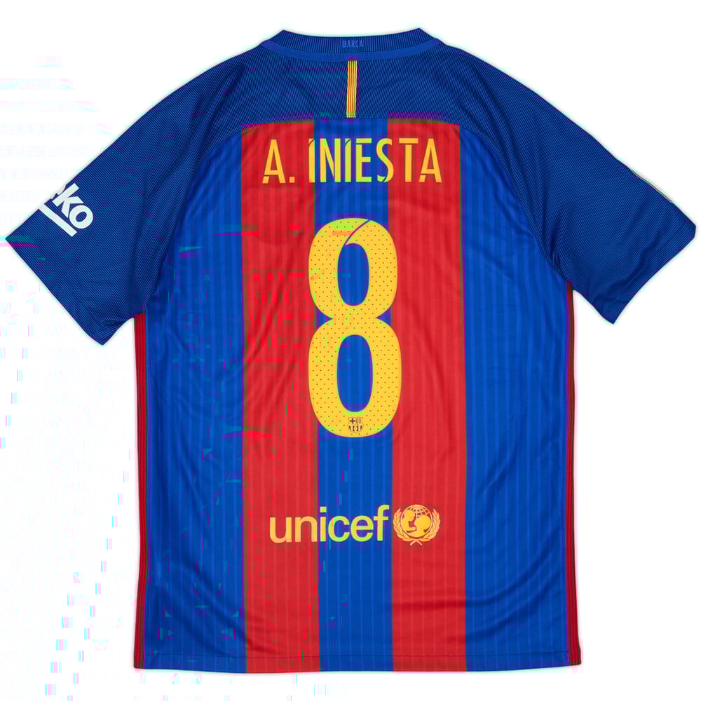 2016-17 Barcelona Home Shirt A.Iniesta #8 - 9/10 - (M)