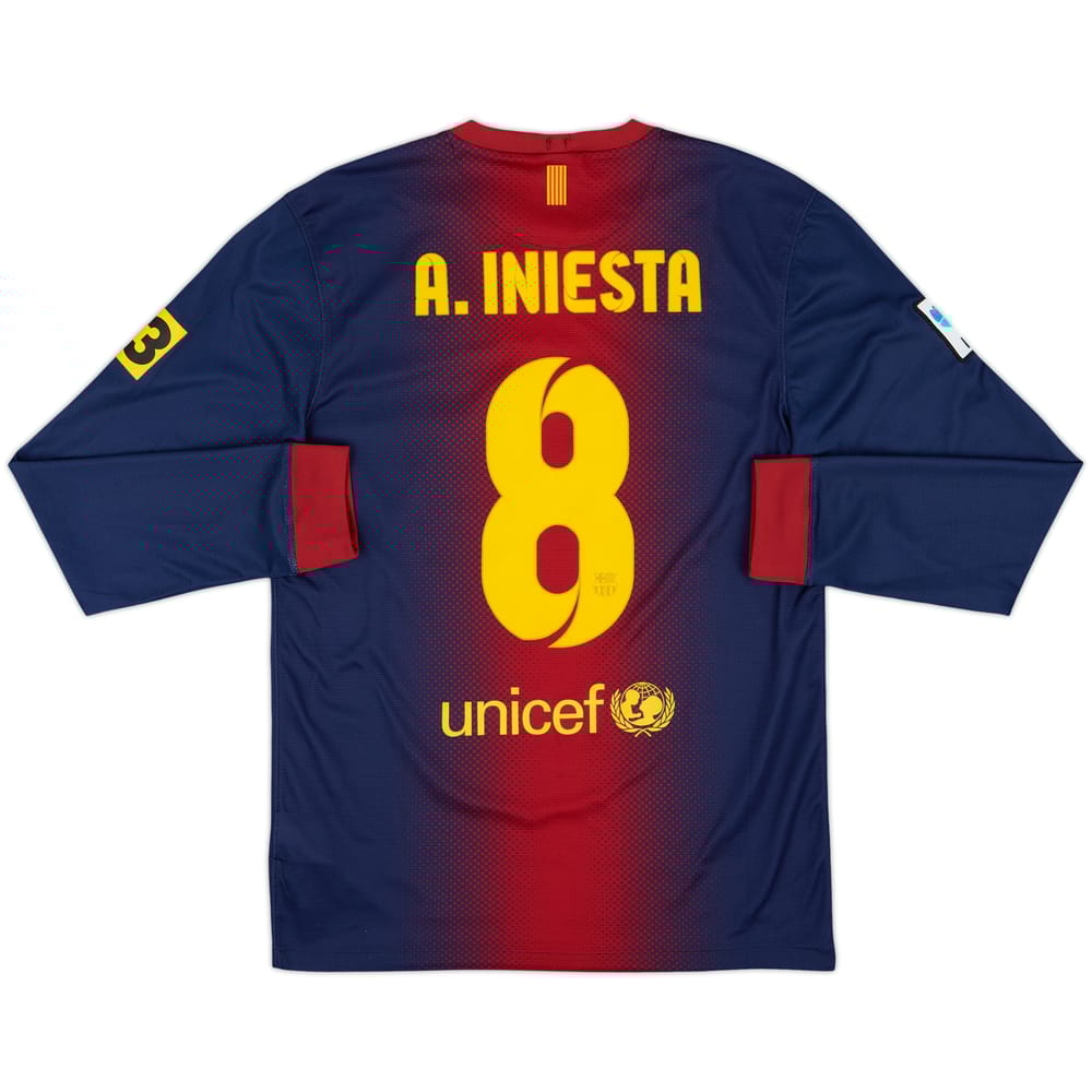 2012-13 Barcelona Home L/S Shirt A.Iniesta #8 - 8/10 - (S)