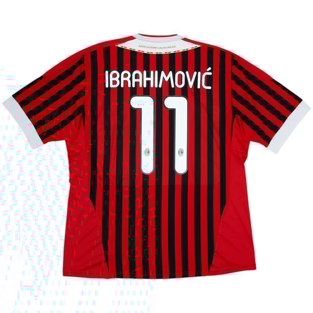 2011-12 AC Milan Home Shirt Ibrahimovic #11 - 8/10 - (XL)