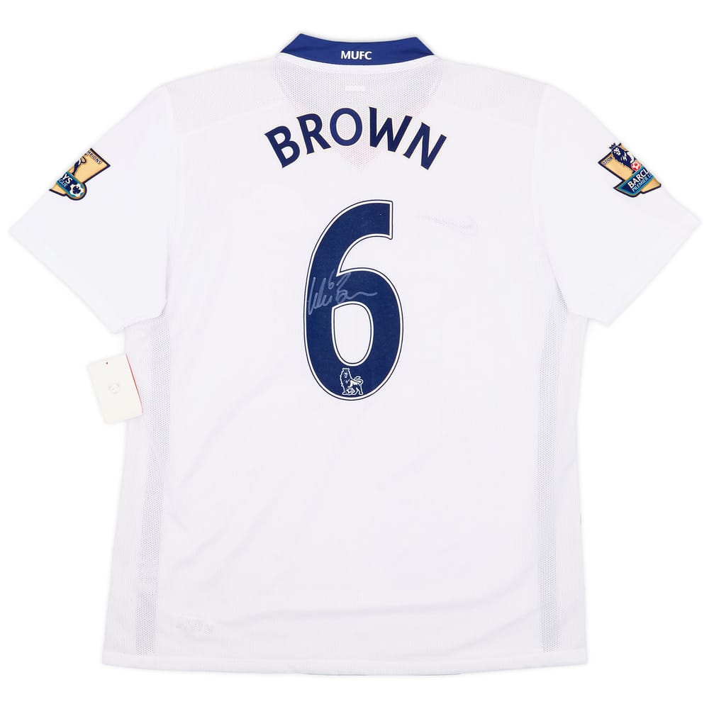 2008-09 Manchester United Player Issue Signed Away Shirt Brown #6