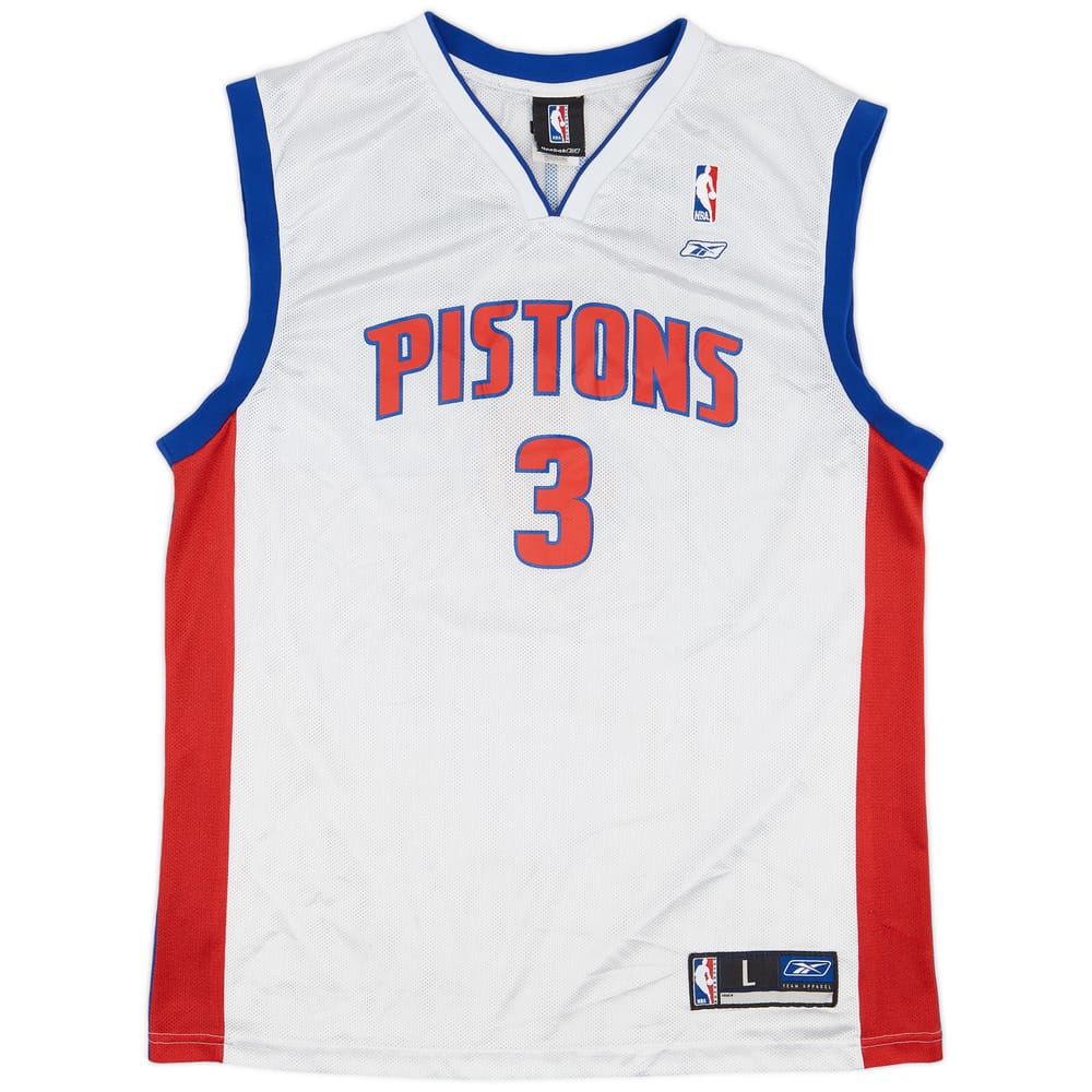 2002-06 Detroit Pistons Wallace #3 Reebok Home Jersey - 6/10 - (L)