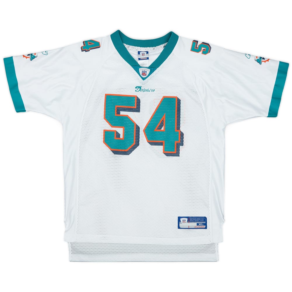 2002-04 Miami Dolphins Thomas #54 Reebok On Field Away Jersey - 9/10 - (XL.Boys)