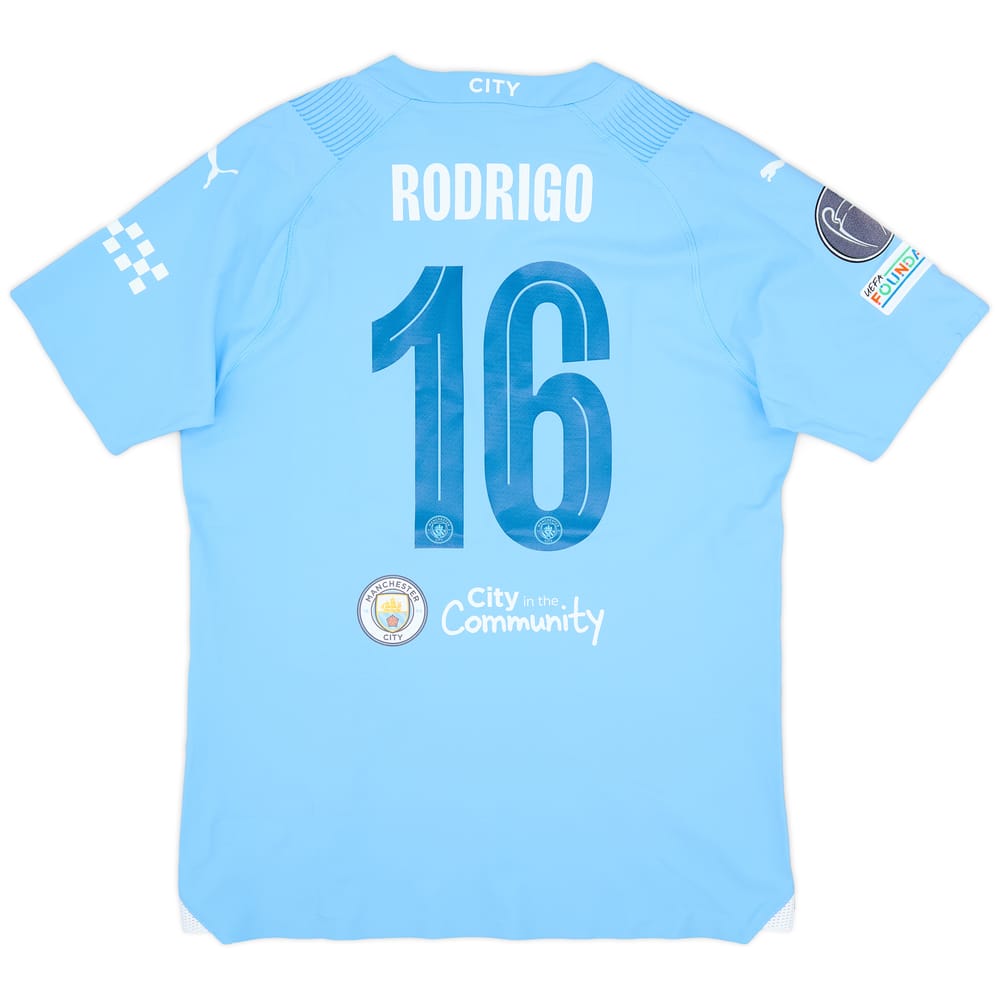 2023-24 Manchester City Match Issue Champions League Home Shirt Rodrigo #16