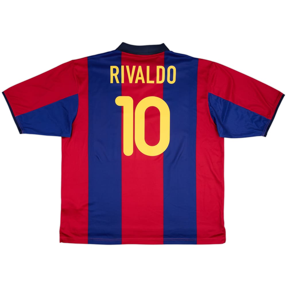 Camiseta básica de local del Barcelona 2000-01 Rivaldo #10 - 6/10 - (XXL)