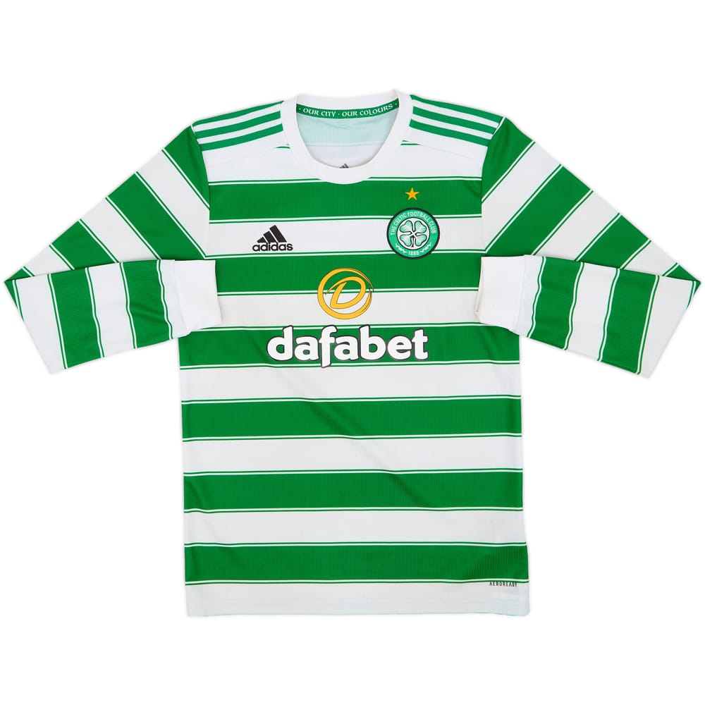 2021-22 Celtic Home L/S Shirt - 9/10 - (S)