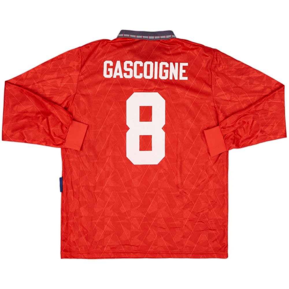 1990-93 England Away L/S Shirt Gascoigne #8 - 9/10 - (L)
