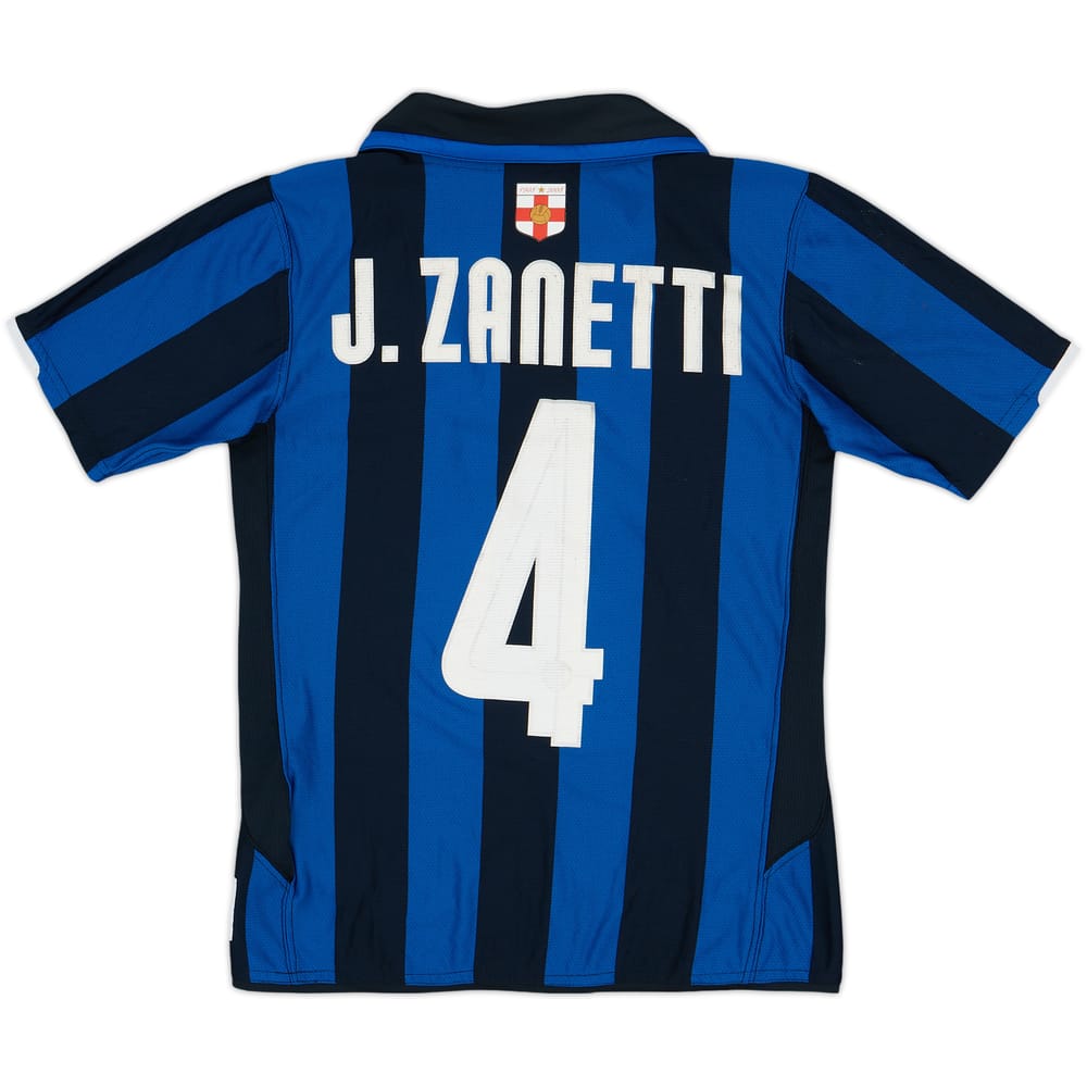 2007-08 Inter Milan Centenary Home Shirt J. Zanetti #4 - 5/10 - (L.Boys)