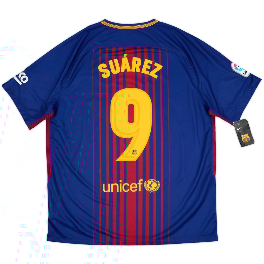 2017-18 Barcelona Home Shirt Suarez #9 (XL)