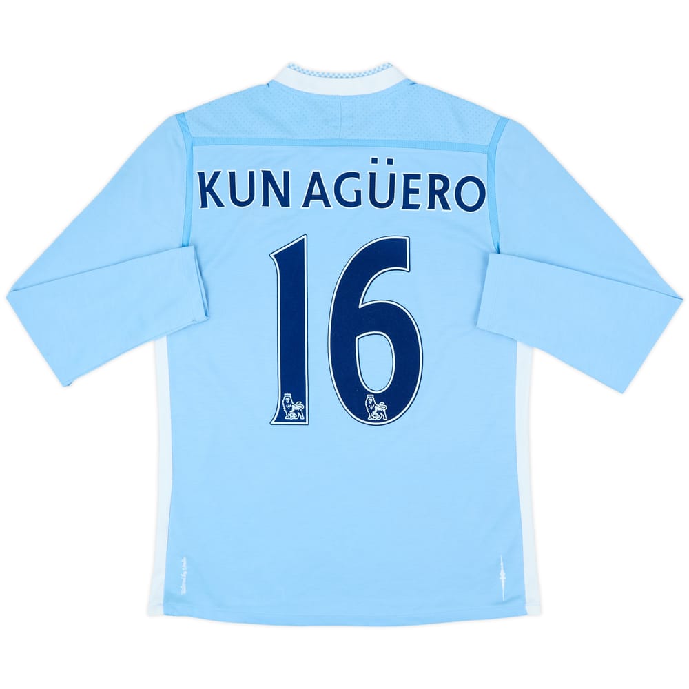 2011-12 Manchester City Home L/S Shirt Kun Aguero #16 - 6/10 - (M)