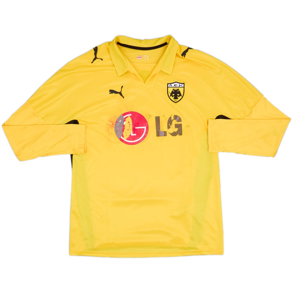 2008-09 AEK Athens Player Issue Home L/S Shirt - 4/10 - (XL)