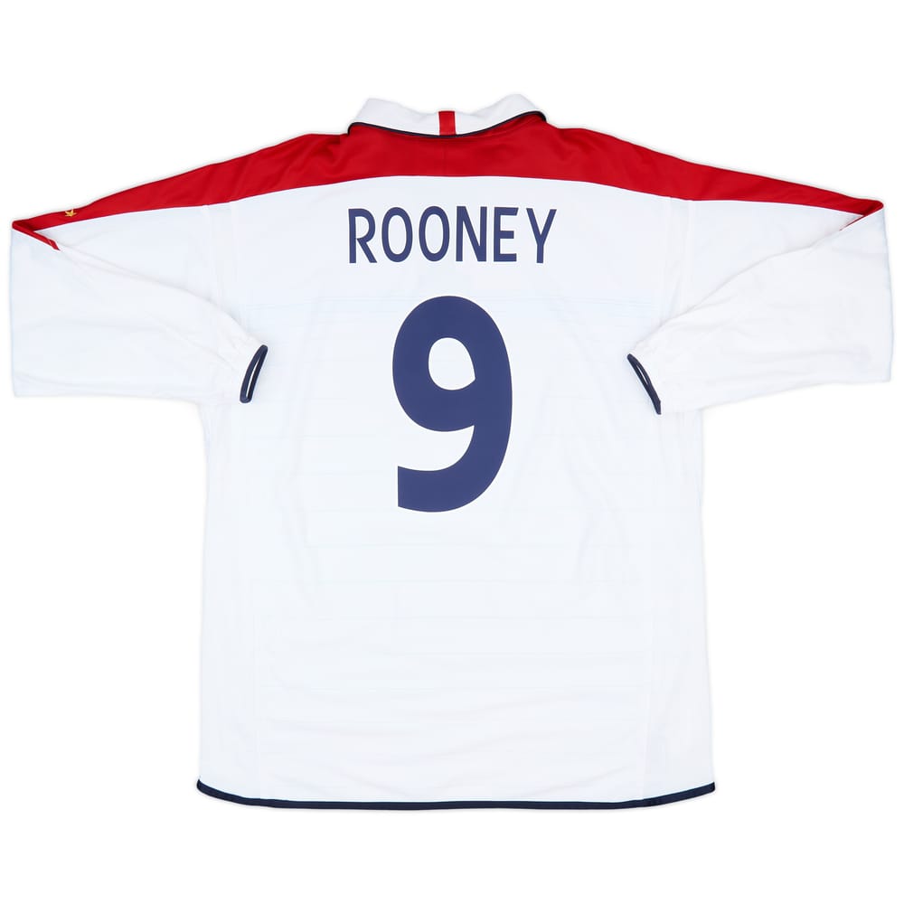 2003-05 England Home L/S Shirt Rooney #9 - 8/10 - (XL)