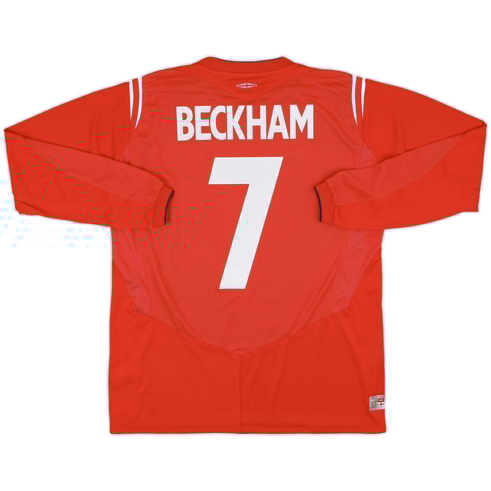 2004-06 England Away L/S Shirt Beckham #7 - 10/10 - (L)