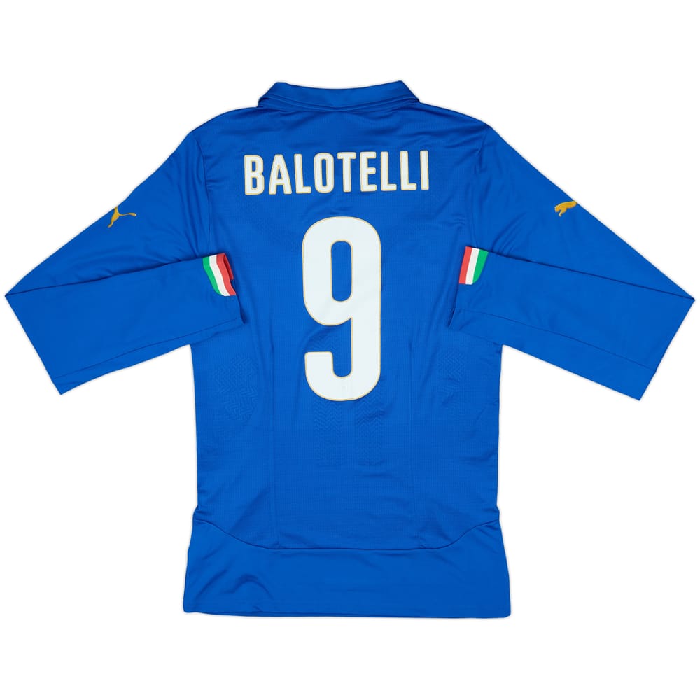 2014-15 Italy Player Issue Home L/S Shirt Balotelli #9 - 10/10 - (XL)