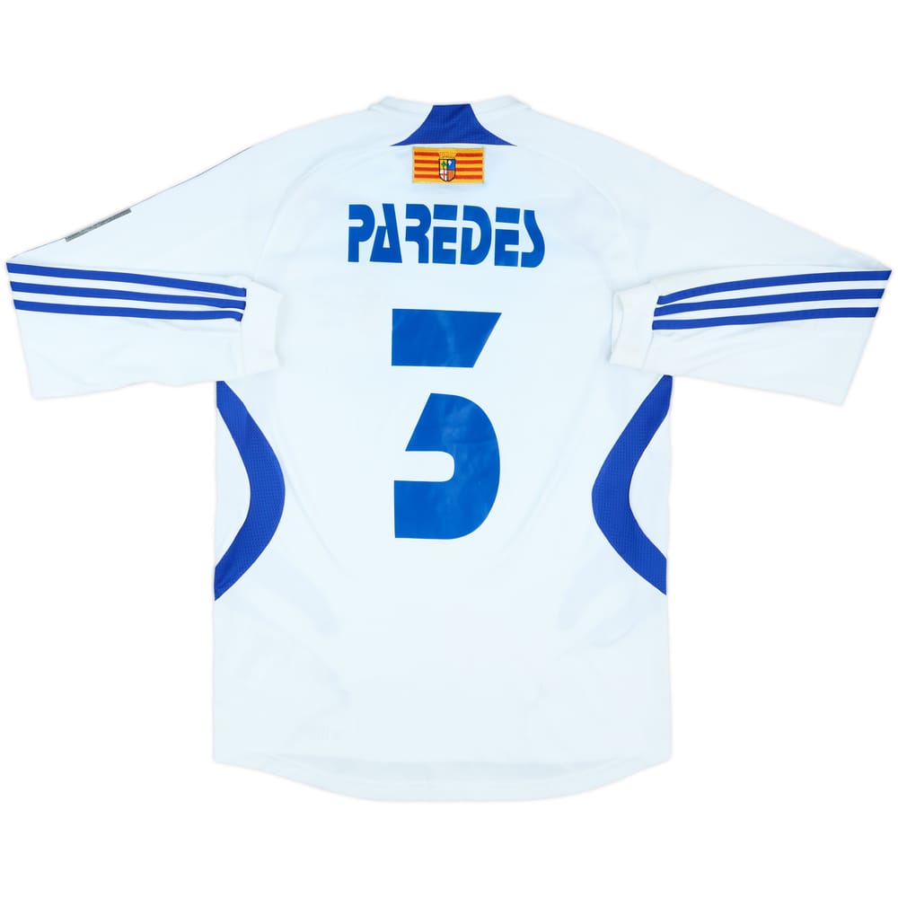 2008-09 Real Zaragoza Match Issue Home L/S Shirt Paredes #3