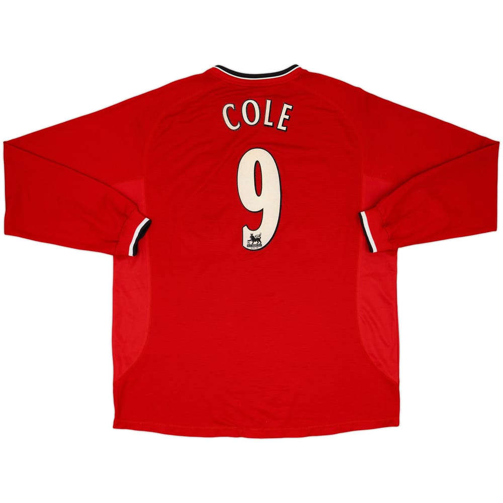 2000-02 Manchester United Home L/S Shirt Cole #9 - 8/10 - (XXL)