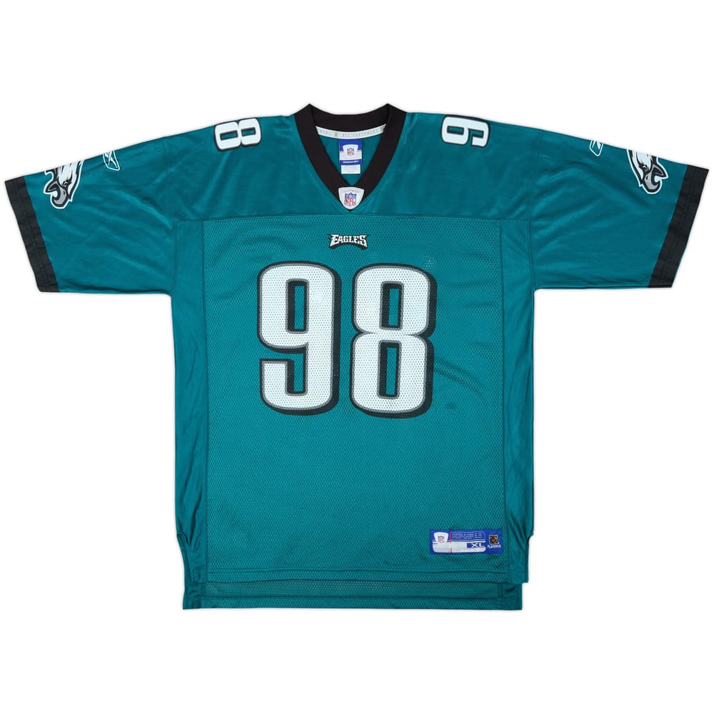 2005-06 Philadelphia Eagles Mike Patterson #98 Reebok On Field Home Jersey - 9/10 - (XL)